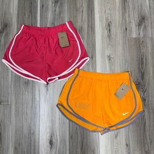 NWT Nike Women's M Running Shorts Dri Fit Athletic Shorts 2‎ Pair Pink Orange